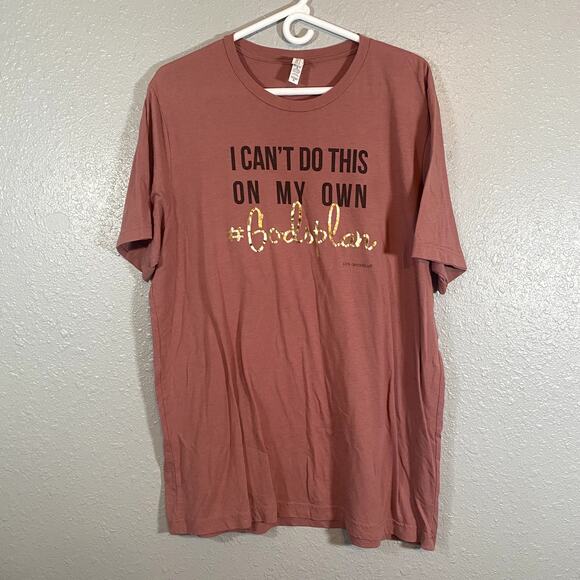 Bella Canvas Tops - Canvas Womens XL Pink Blush Short Sleeve Tee Top Christian God's Plan Shiny Gold